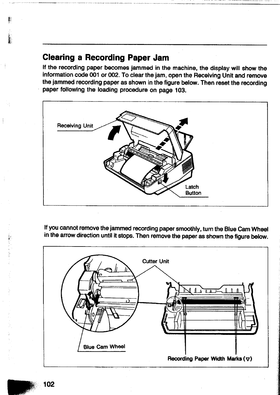 Clearing a recording paper jam | Panasonic Panafax UF-260 User Manual | Page 104 / 150