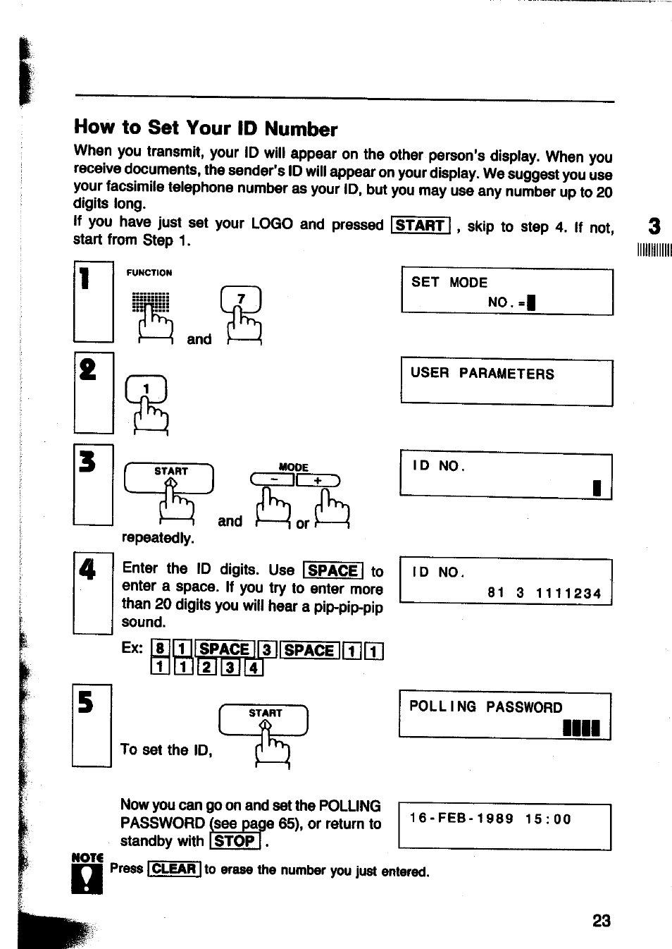 How to set your id number, Czdiz±3, Yl... , j | Panasonic Panafax UF-260 User Manual | Page 25 / 150