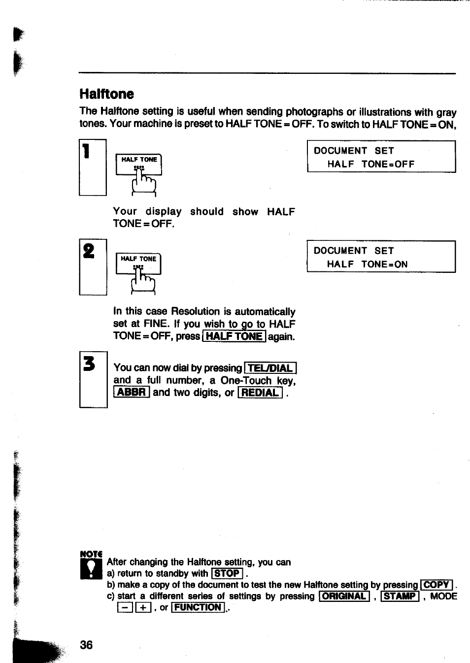 Halftone | Panasonic Panafax UF-260 User Manual | Page 38 / 150