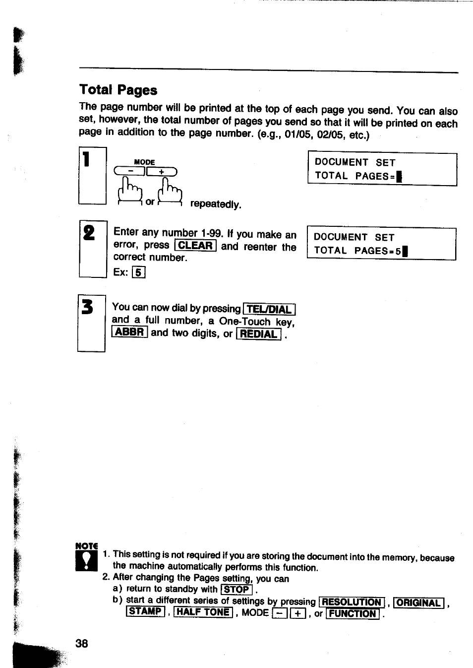 Total pages | Panasonic Panafax UF-260 User Manual | Page 40 / 150