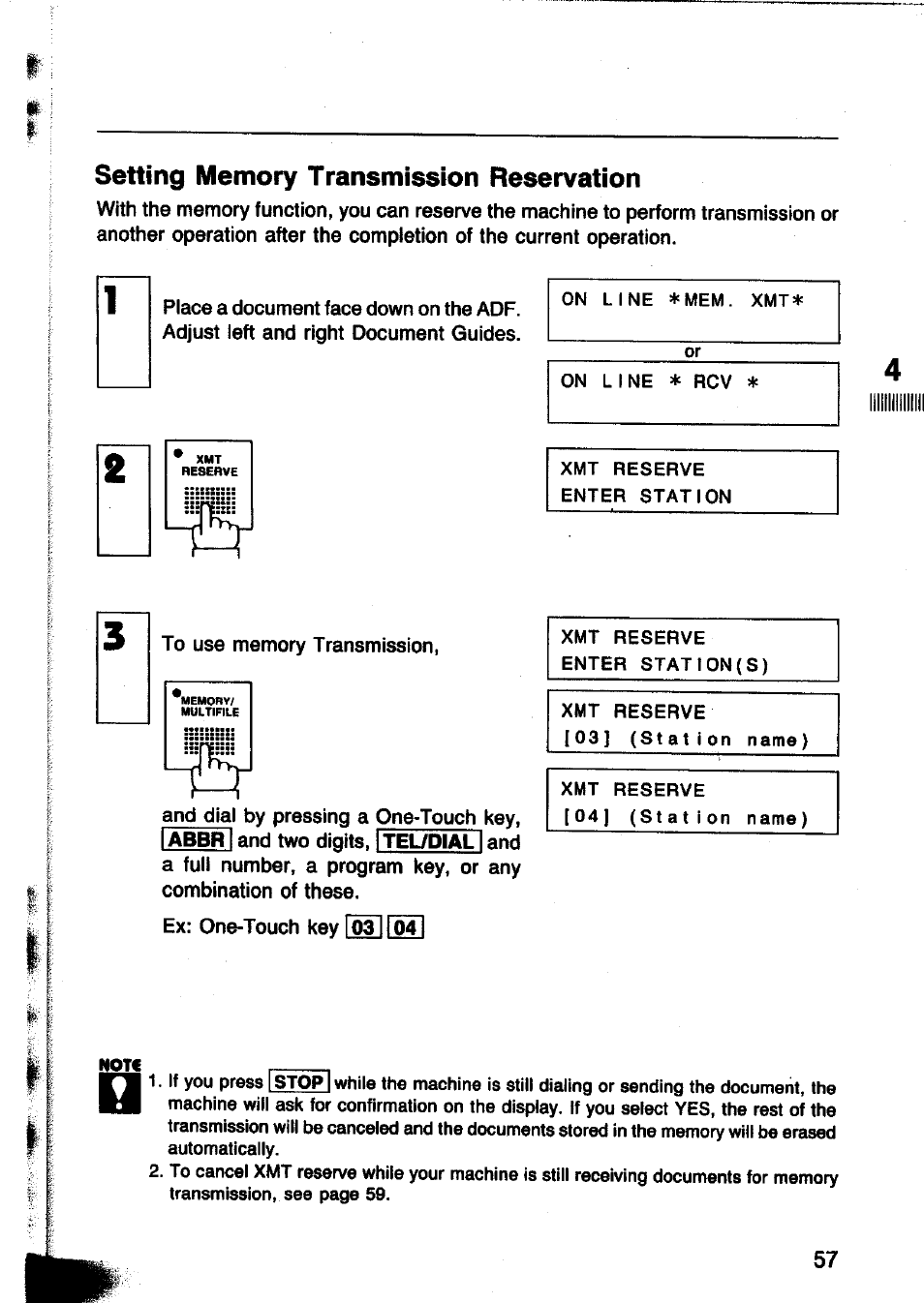 Setting memoiy transmission reservation, Setting memory transmission reservation | Panasonic Panafax UF-260 User Manual | Page 59 / 150