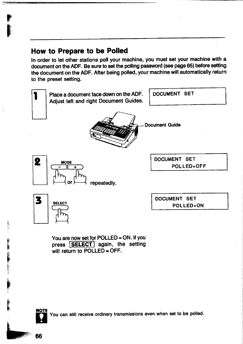 How to prepare to be polled | Panasonic Panafax UF-260 User Manual | Page 68 / 150