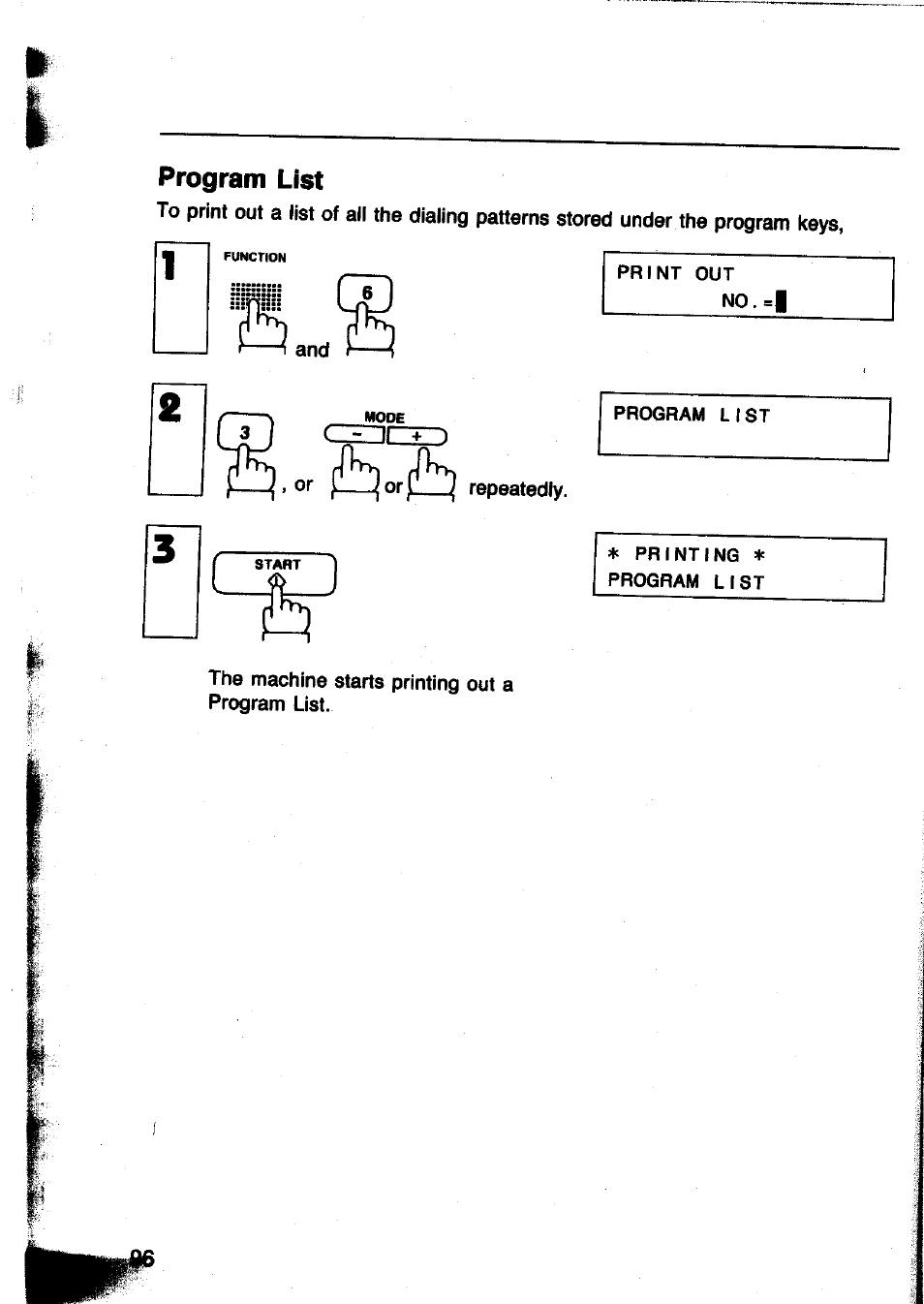 Program list, Czdoz) | Panasonic Panafax UF-260 User Manual | Page 98 / 150