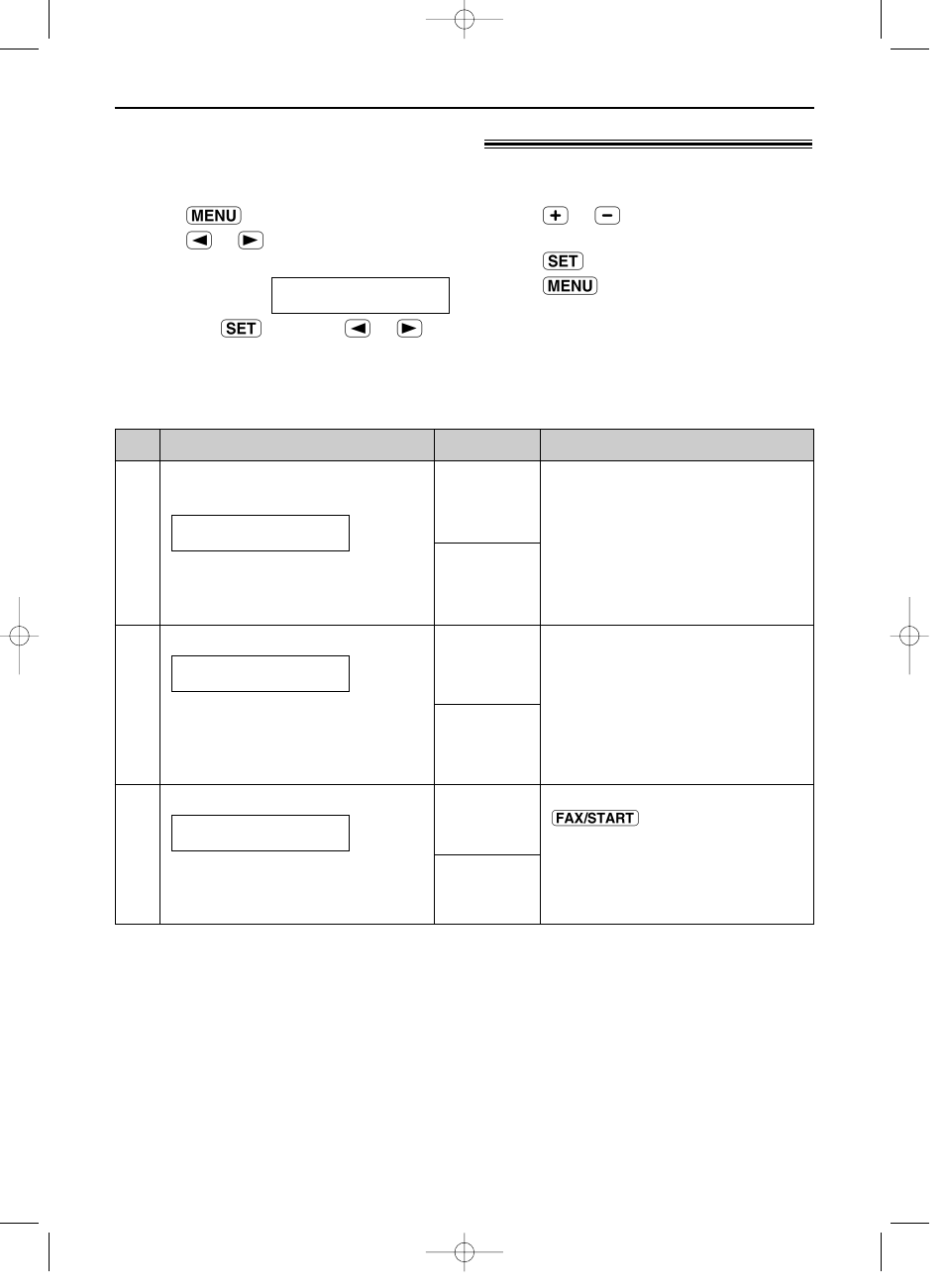 Features summary, Advanced features (cont.), How to set menu options programming table (cont.) | Panasonic KX-FP151E User Manual | Page 68 / 90