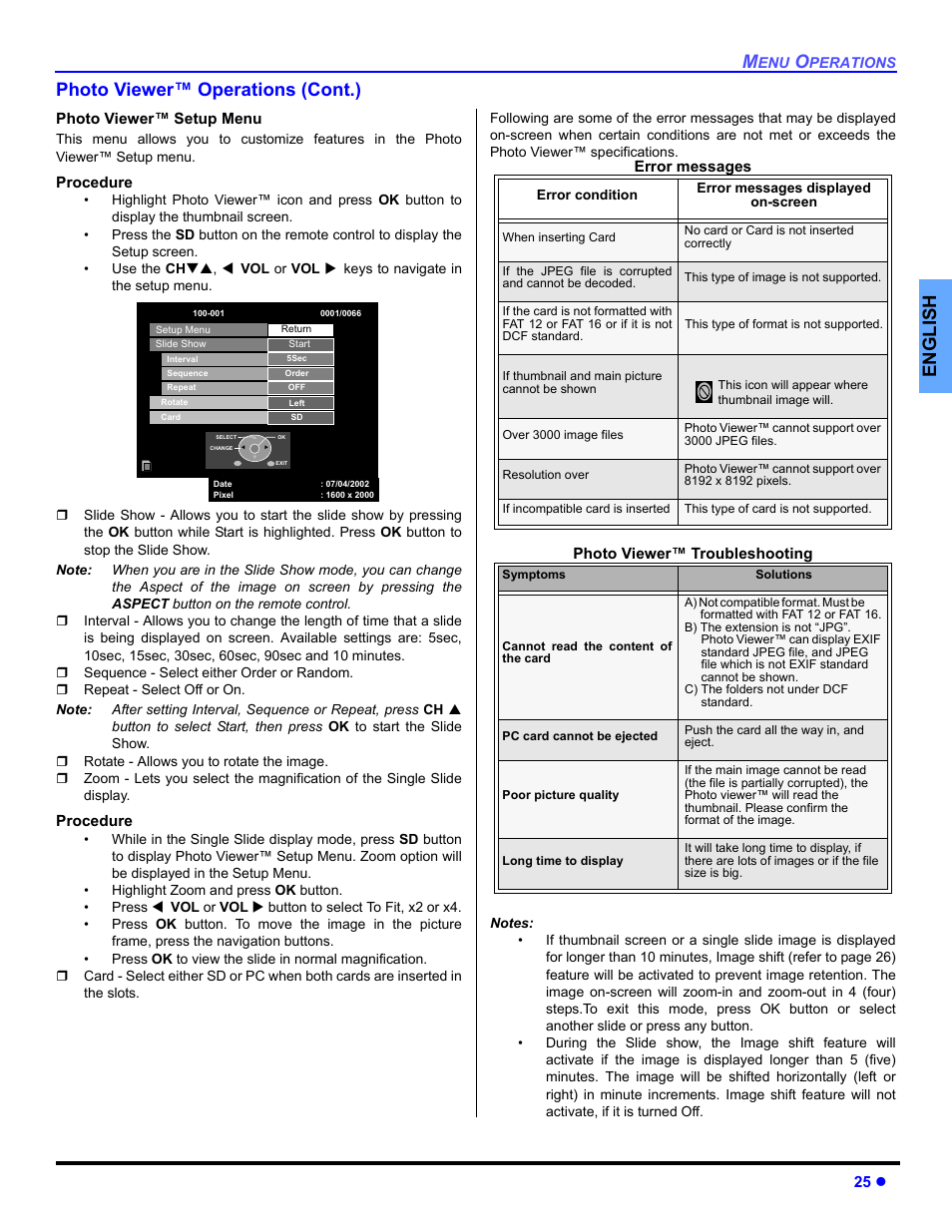 English photo viewer™ operations (cont.) | Panasonic PT 53TWD64 User Manual | Page 27 / 88