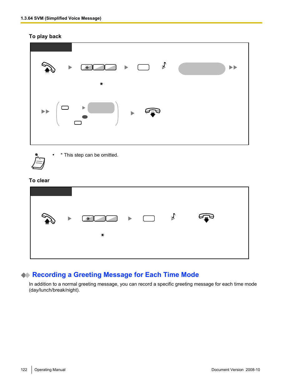 Recording a greeting message for each time mode | Panasonic KX-TDE200 User Manual | Page 122 / 210