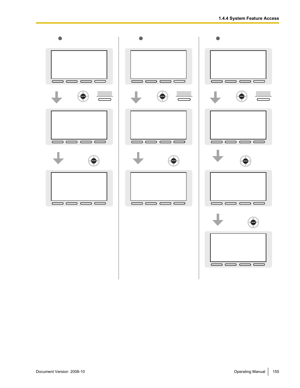 External bgm, Doorphone call, Door open | Enter, 4 system feature access | Panasonic KX-TDE200 User Manual | Page 155 / 210