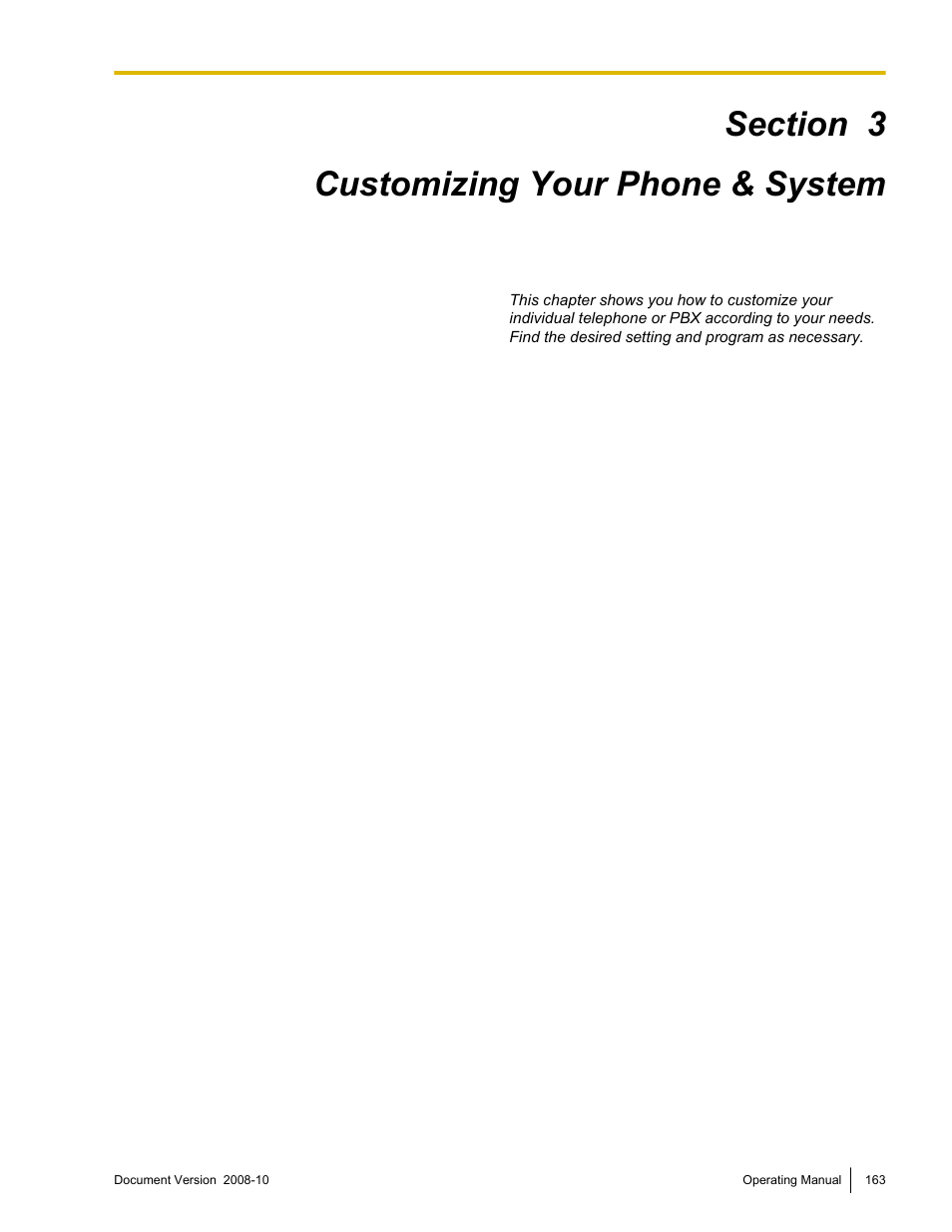 3 customizing your phone & system, Customizing your phone & system | Panasonic KX-TDE200 User Manual | Page 163 / 210