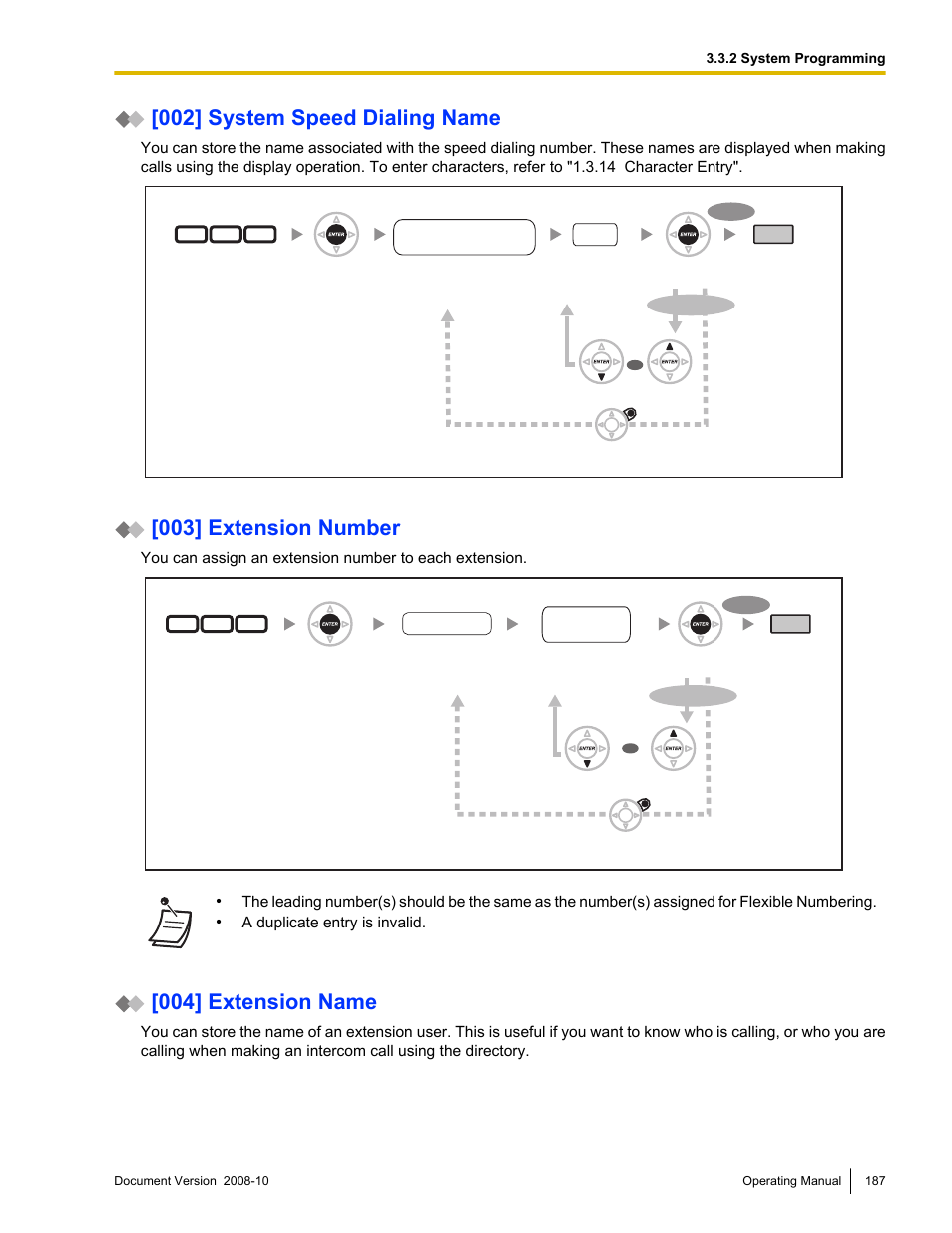 002] system speed dialing name, 003] extension number, 004] extension name | Panasonic KX-TDE200 User Manual | Page 187 / 210