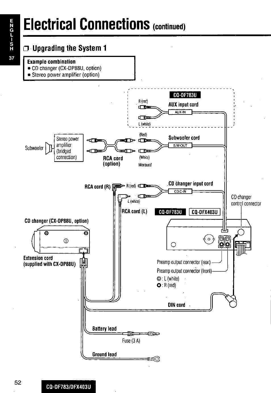 Electrical connections | Panasonic CQ-DF783U User Manual | Page 52 / 136