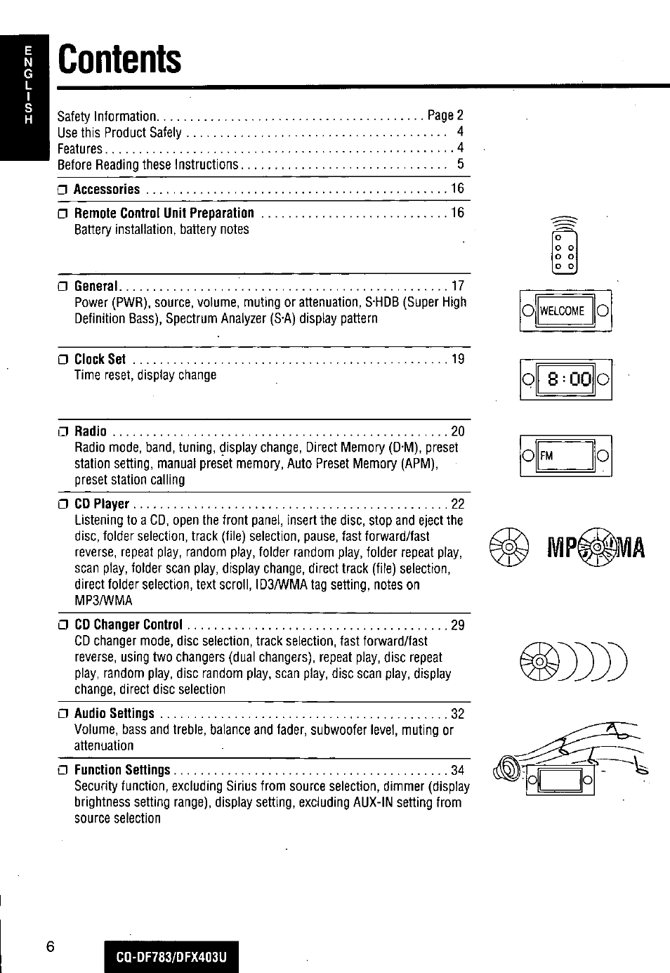 Panasonic CQ-DF783U User Manual | Page 6 / 136