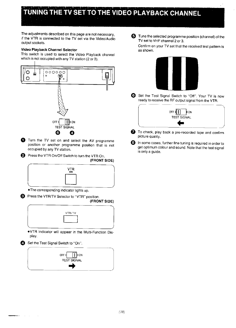 Tyningthltv set t&the video playback channel | Panasonic NV-F65EA User Manual | Page 10 / 48