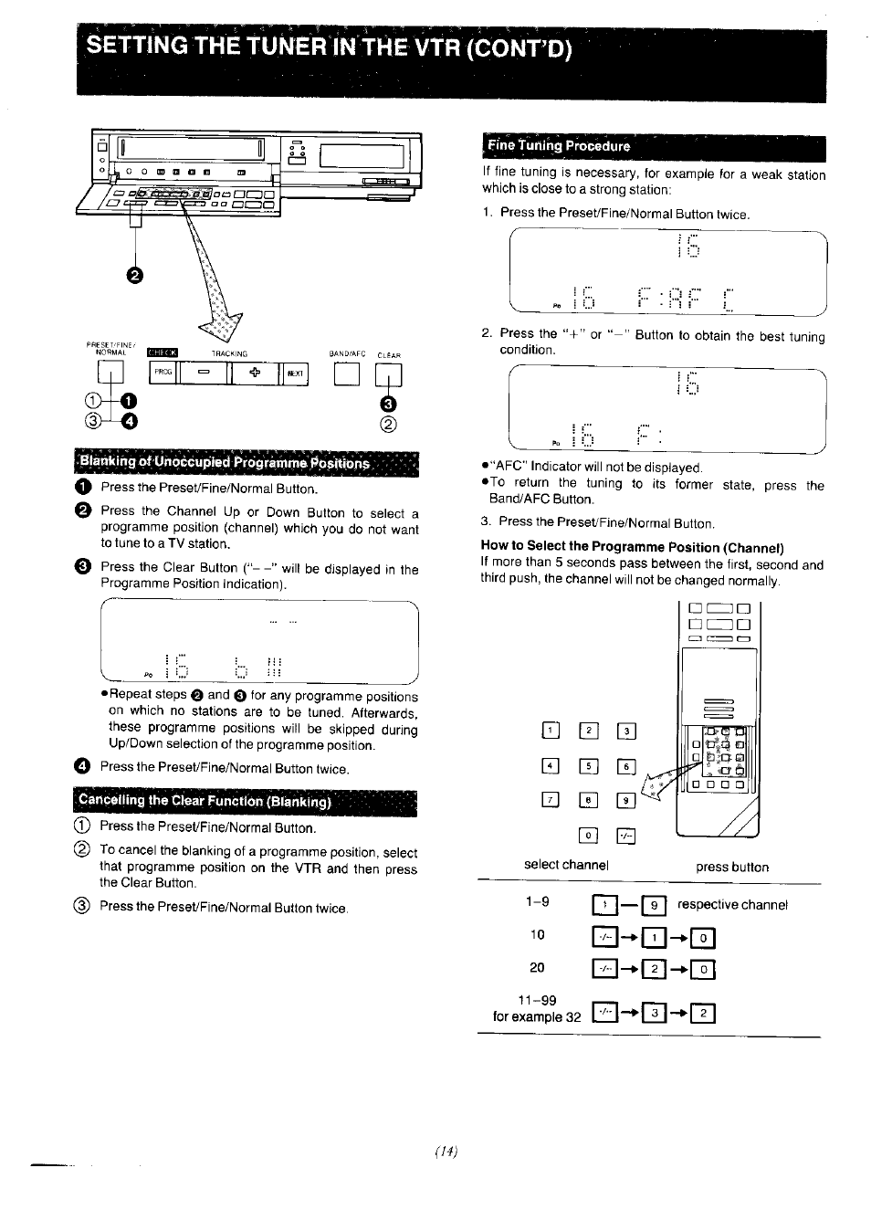 E3-h, Setting the tuner in the vtr (gonr d), E]-*izi-*[i | M a □ s b □ h b h b, P1-»ft|->[t, E]-»ii 3 -^[i | Panasonic NV-F65EA User Manual | Page 14 / 48