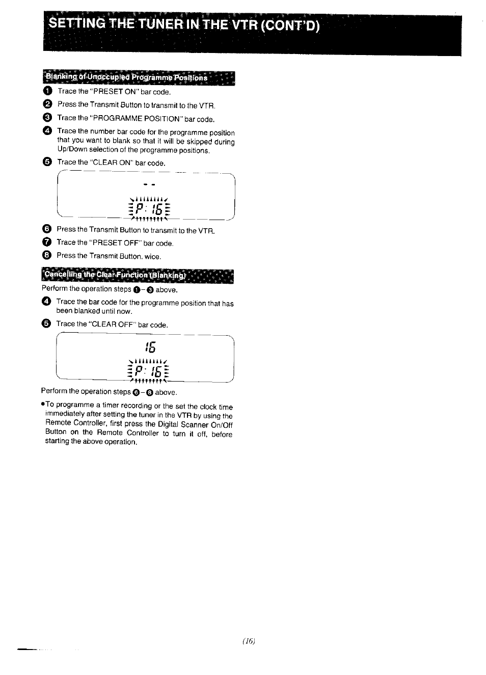 Nceilliig №e clear fumtuon (blanking) | Panasonic NV-F65EA User Manual | Page 16 / 48