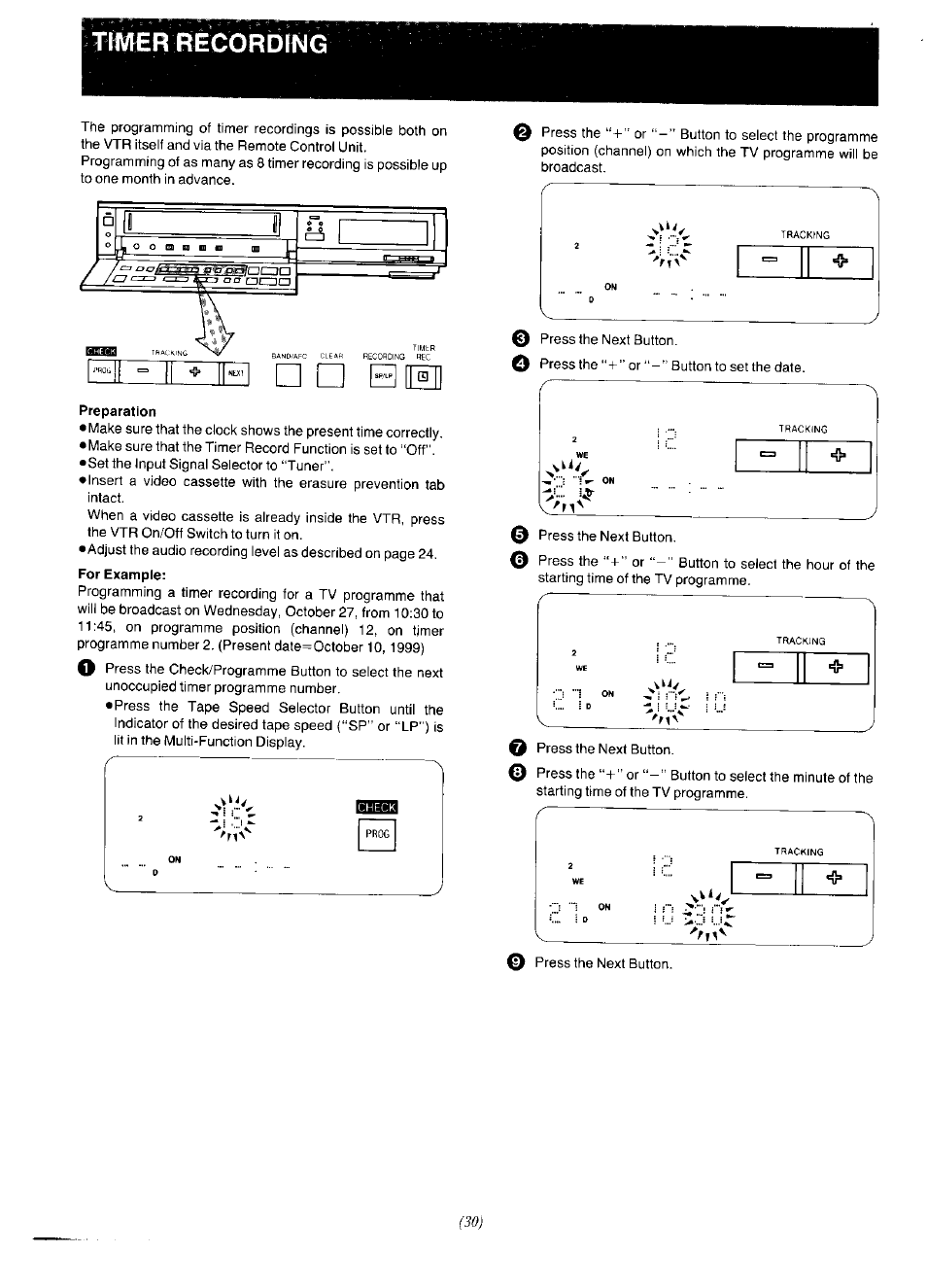 Timer recording, Ny 0 | Panasonic NV-F65EA User Manual | Page 30 / 48