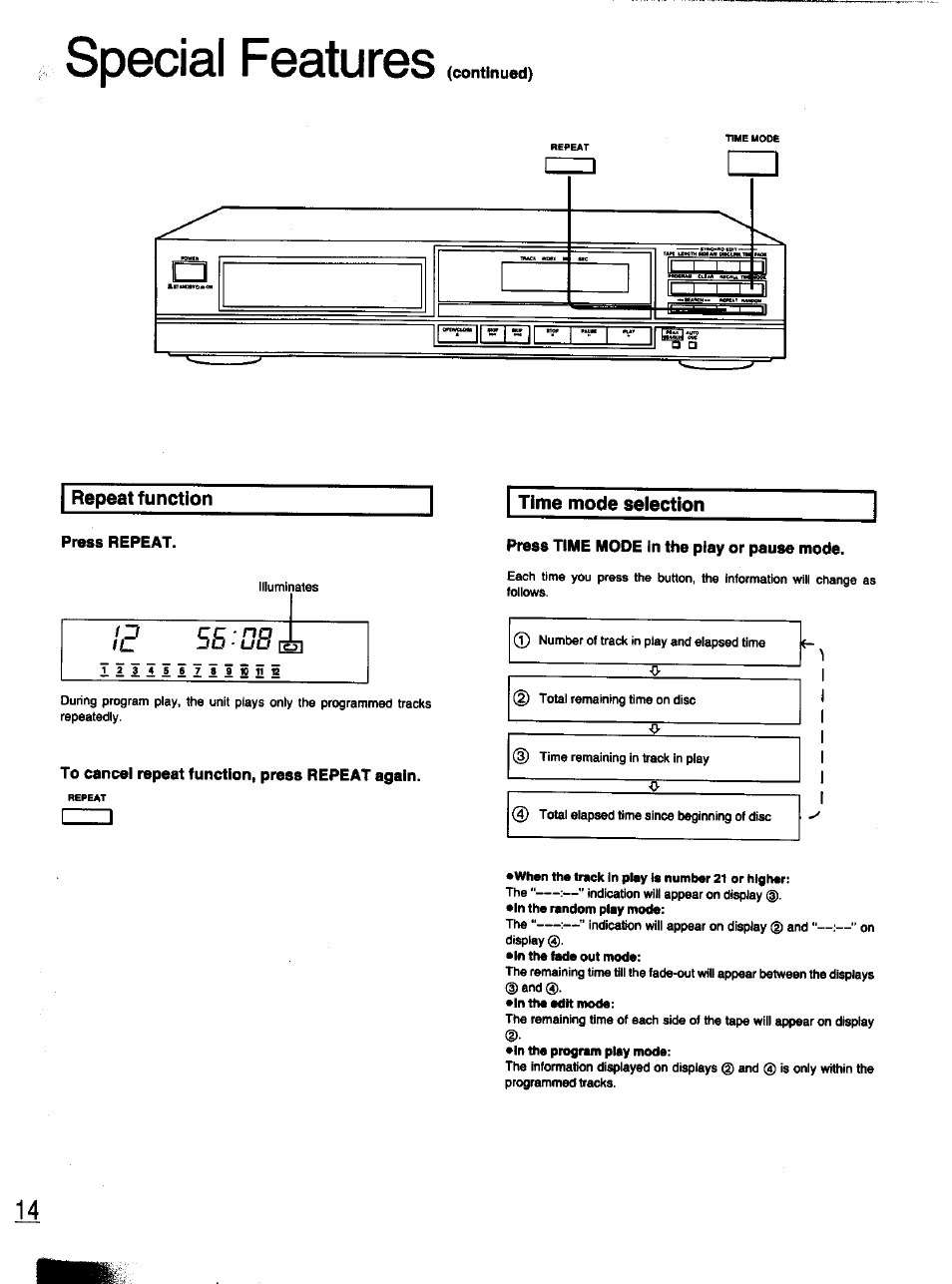 Special features | Panasonic S-PG340 User Manual | Page 14 / 24