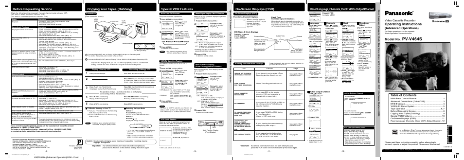 Panasonic PV-V464S User Manual | Page 22 / 24