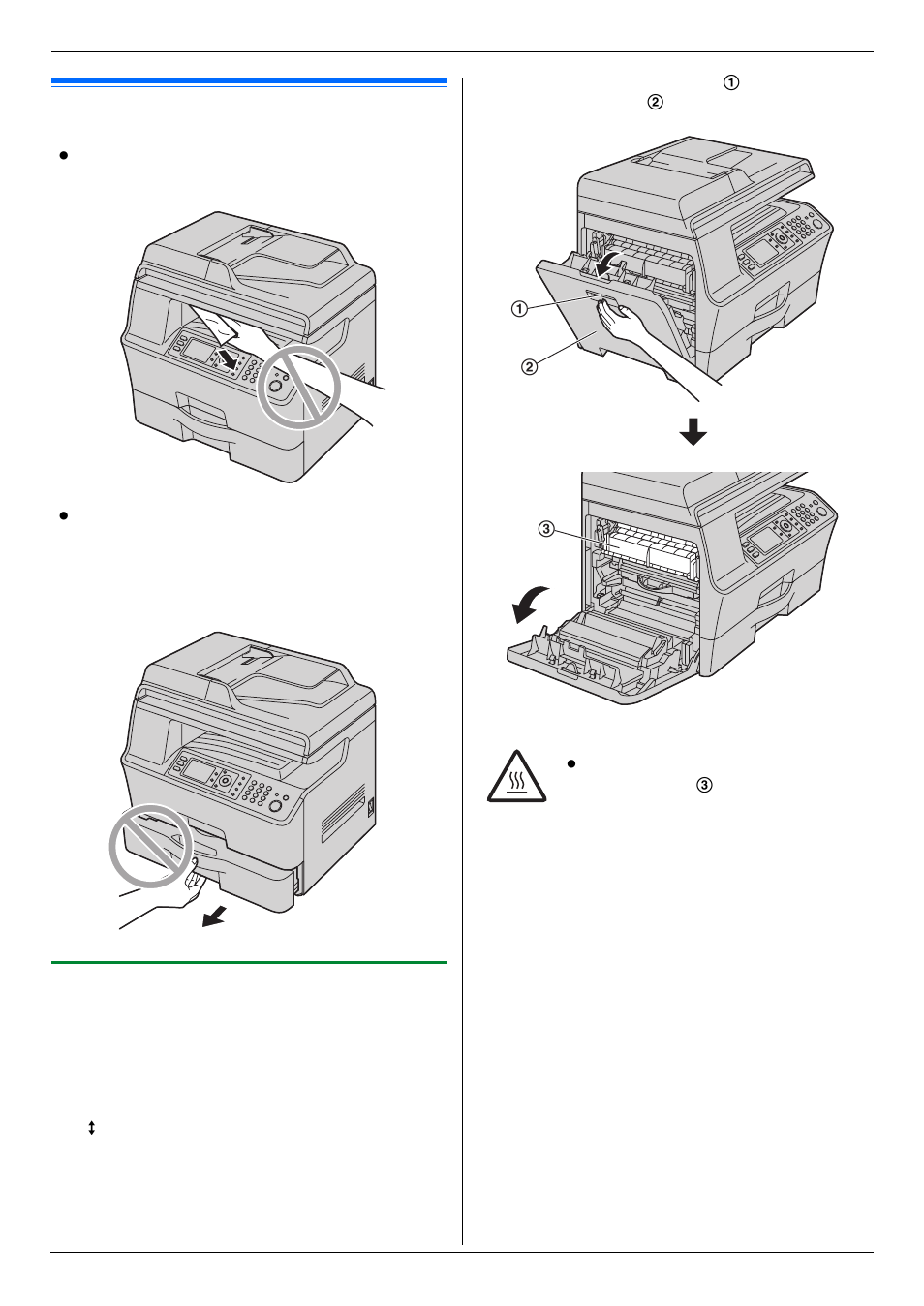 Paper jams, Jams, 1 recording paper jam | Recording paper jam, 1 recording paper jam, Paper jams 94 | Panasonic DP-MB350 User Manual | Page 94 / 120