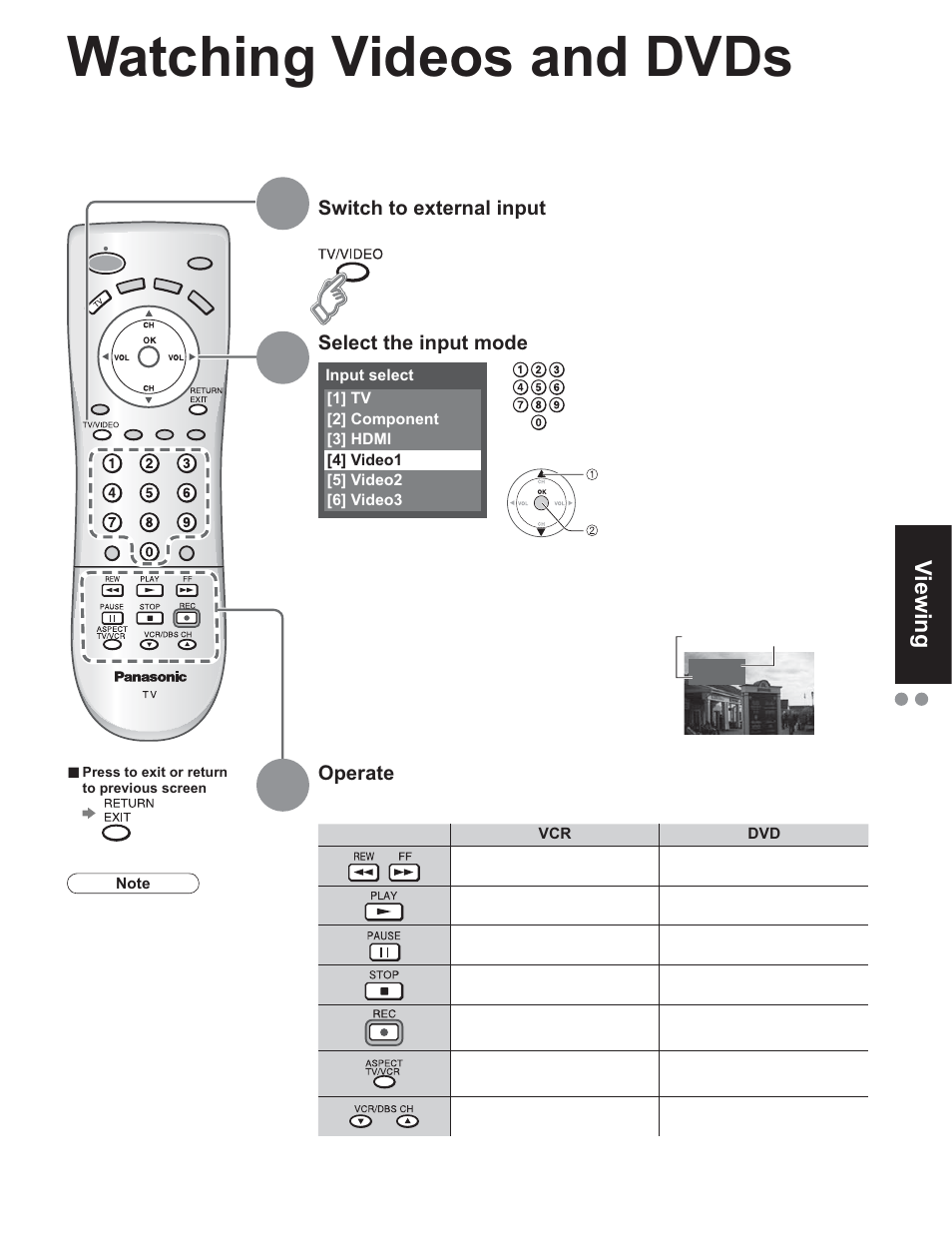 Watching videos and dvds | Panasonic TC-32LX60C User Manual | Page 11 / 101