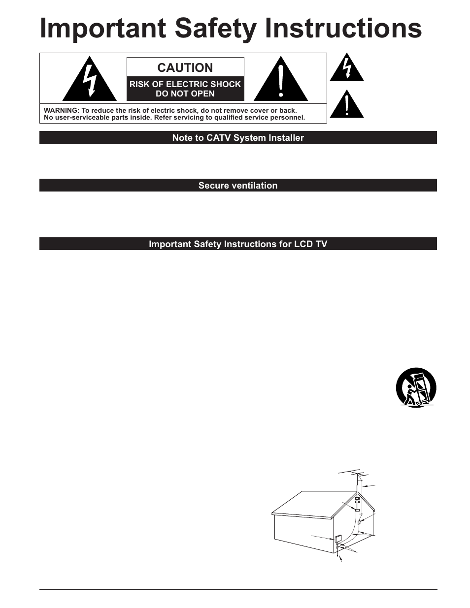 Be sure to read, Important safety instruction, Important safety instructions | Caution | Panasonic TC-32LX60C User Manual | Page 4 / 101