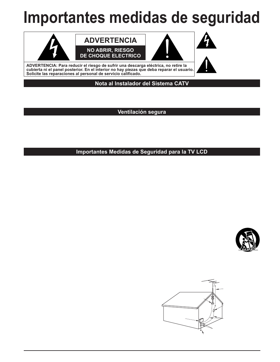 Asegurese de leer, Importantes medidas de seguridad, Advertencia | Panasonic TC-32LX60C User Manual | Page 40 / 101