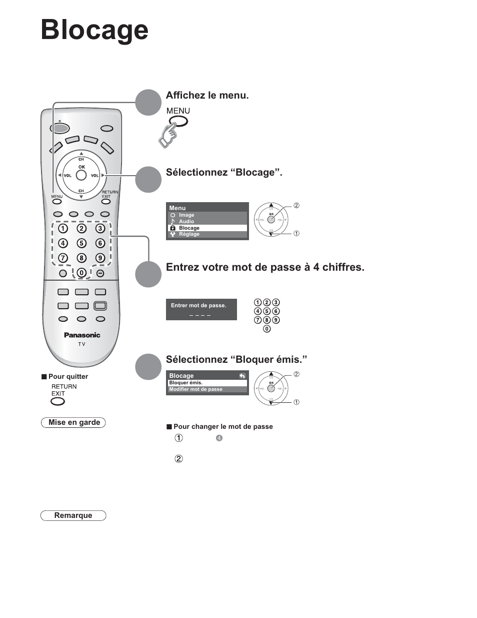 Blocage | Panasonic TC-32LX60C User Manual | Page 84 / 101