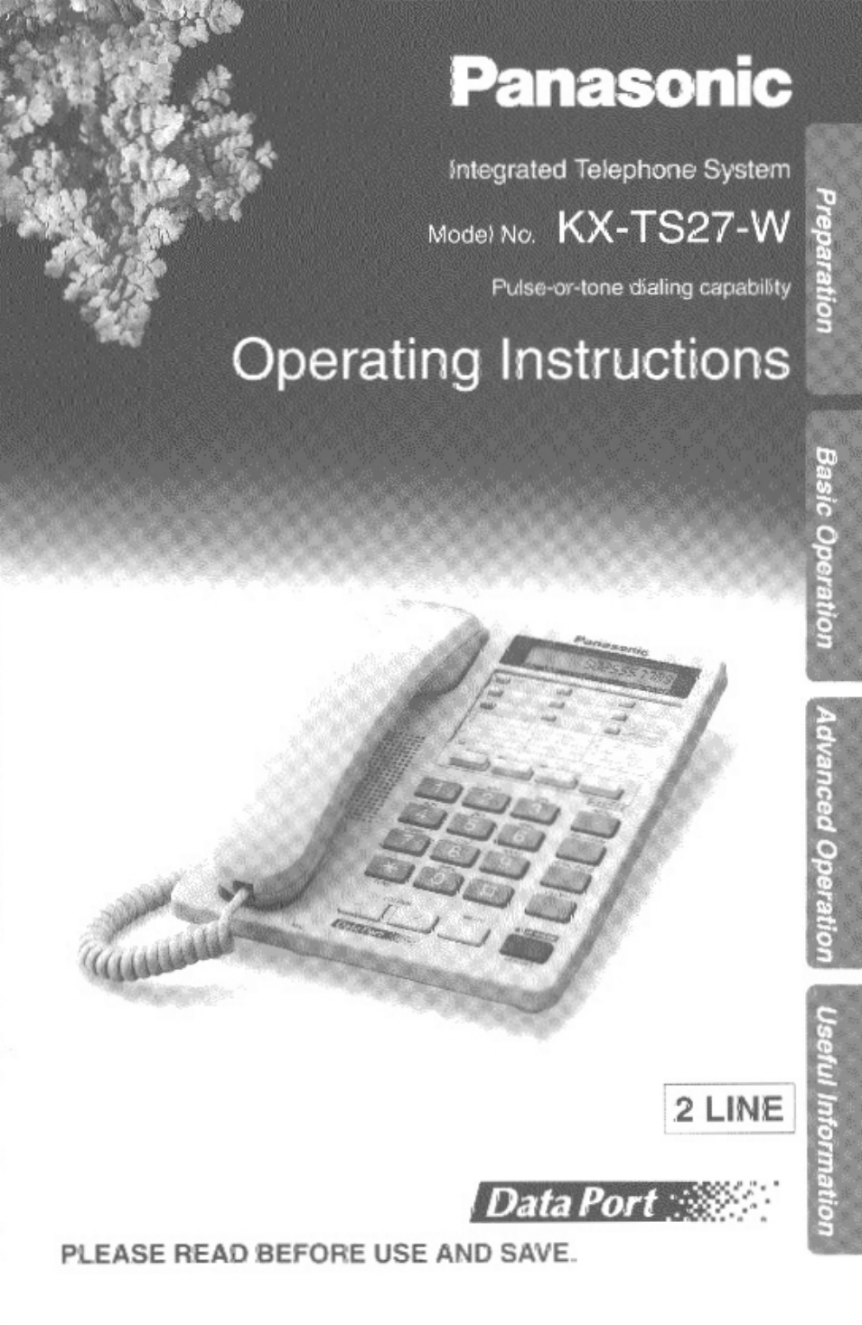 Panasonic DATA PORT KX-TS27-W User Manual | 40 pages