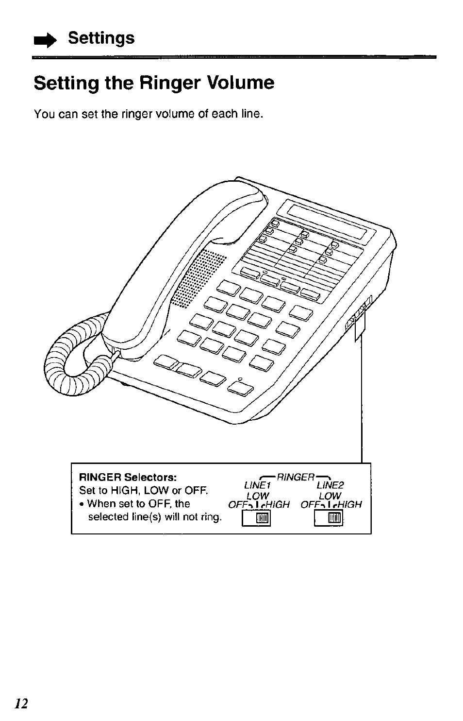 Setting the ringer voiume | Panasonic DATA PORT KX-TS27-W User Manual | Page 12 / 40