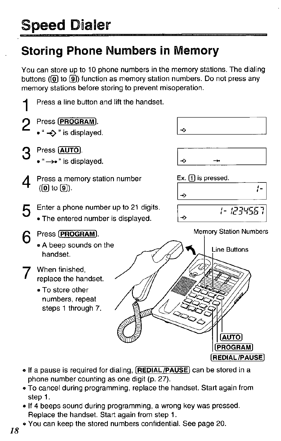 Press iprogrami, Iautoi iprogrami irepial/pause, Speed dgaler | Panasonic DATA PORT KX-TS27-W User Manual | Page 18 / 40