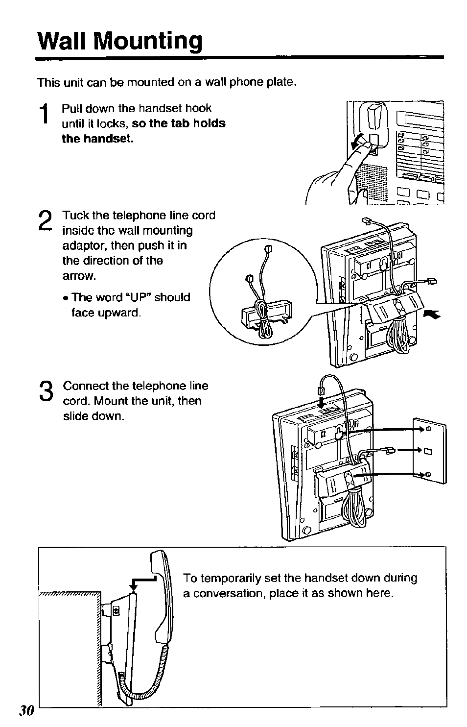 Wall mounting | Panasonic DATA PORT KX-TS27-W User Manual | Page 30 / 40
