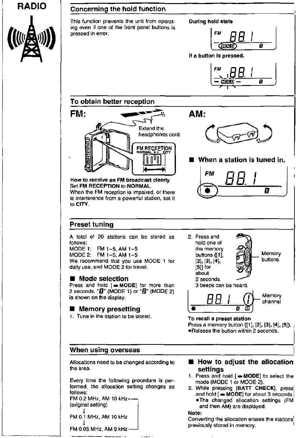 P p i, Radio, Fm am | Do. i | Panasonic RQ-SW33V User Manual | Page 4 / 6