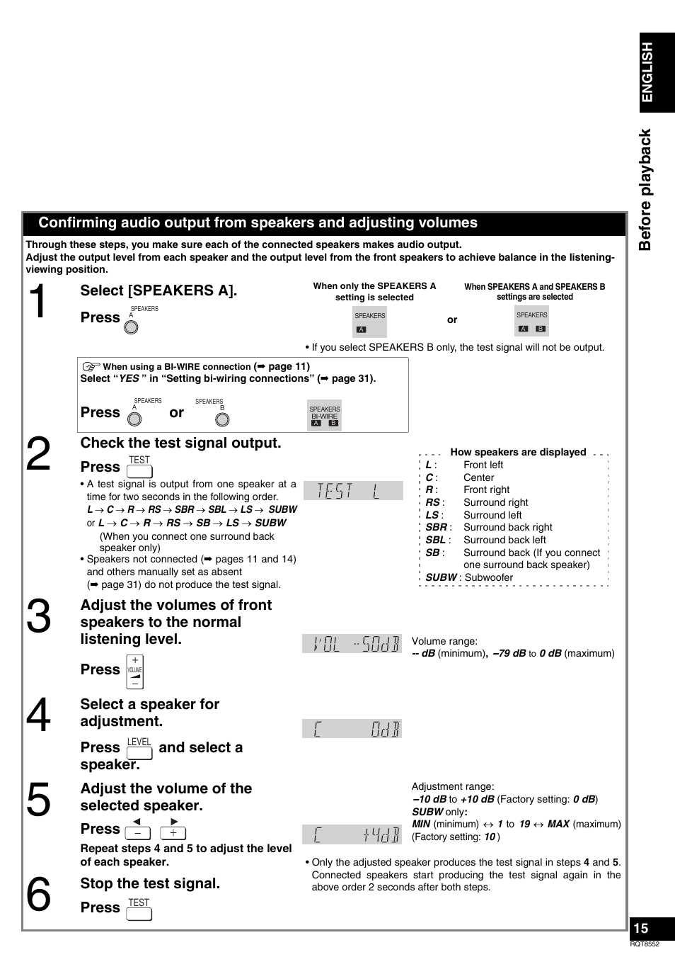 Befor e pl ayback | Panasonic Sa-xr57 User Manual | Page 15 / 40