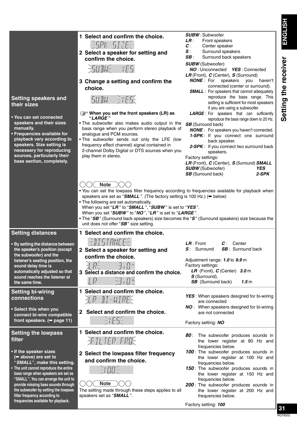 Setti ng the re ceiv er, Be fore u se, En gl is h | Panasonic Sa-xr57 User Manual | Page 31 / 40