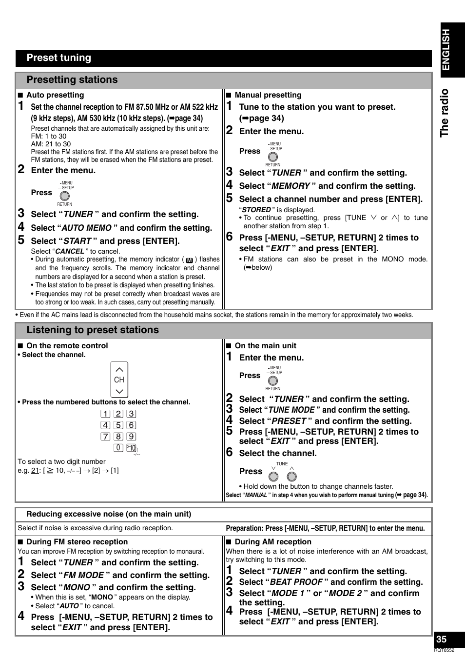The r adio | Panasonic Sa-xr57 User Manual | Page 35 / 40