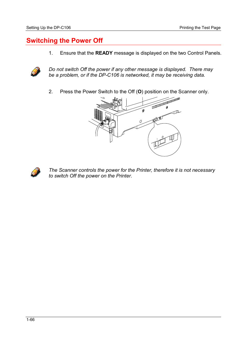 Switching the power off, Switching the power off -66 | Panasonic DP-C106 User Manual | Page 87 / 144