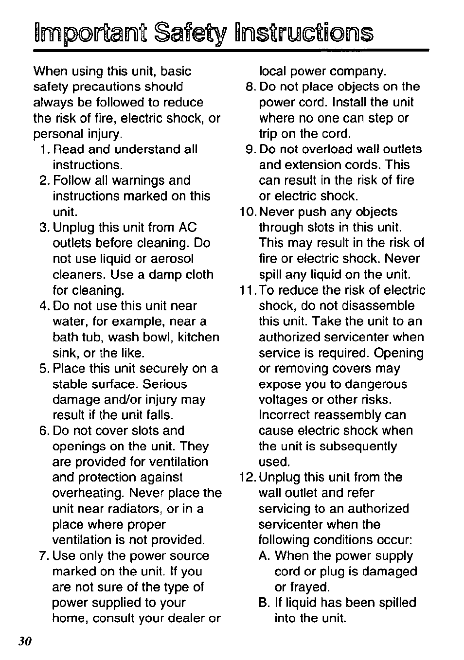 Panasonic KX-TM90-B User Manual | Page 30 / 36