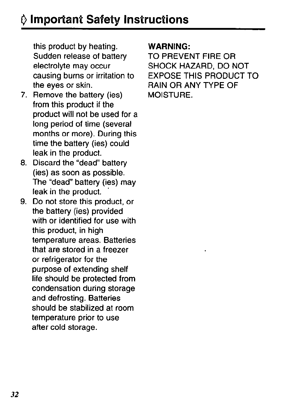 Important safety instructions | Panasonic KX-TM90-B User Manual | Page 32 / 36