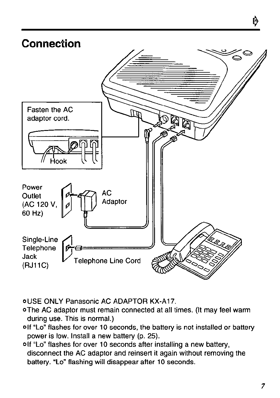 Connection | Panasonic KX-TM90-B User Manual | Page 7 / 36