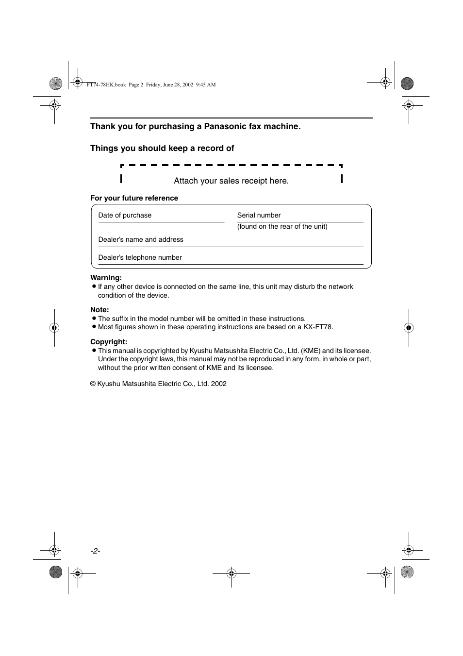 Panasonic KX-FT78HK User Manual | Page 2 / 94