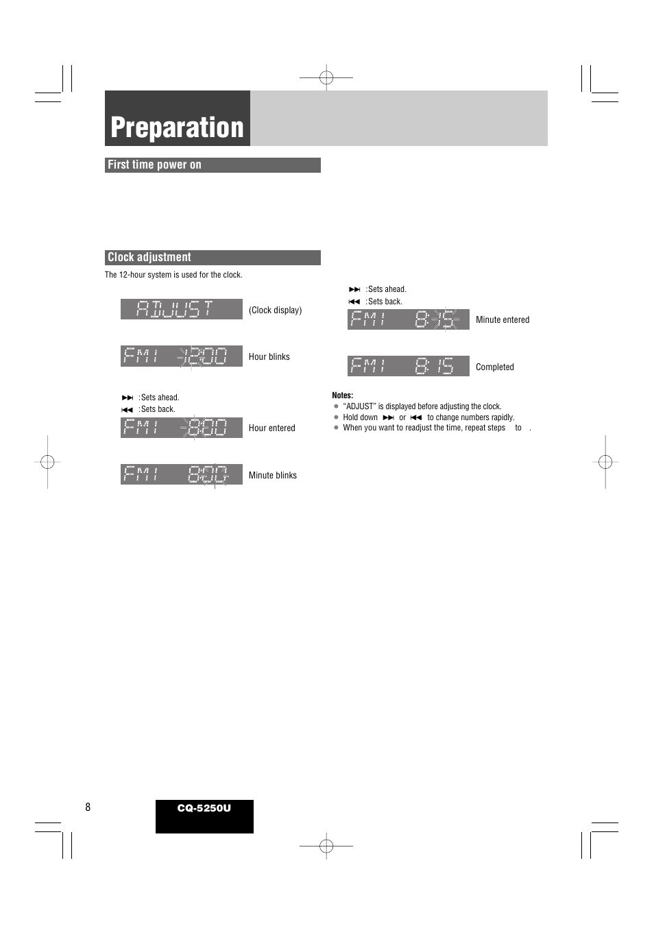 Preparation | Panasonic CQ-5250U User Manual | Page 8 / 36