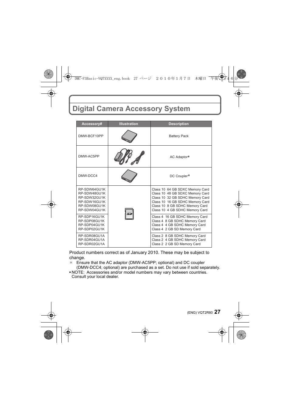 Digital camera accessory system | Panasonic DMC-F3  EN User Manual | Page 27 / 34