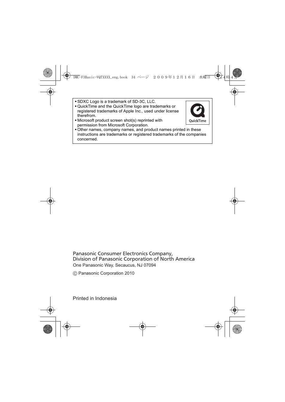 Panasonic DMC-F3  EN User Manual | Page 34 / 34