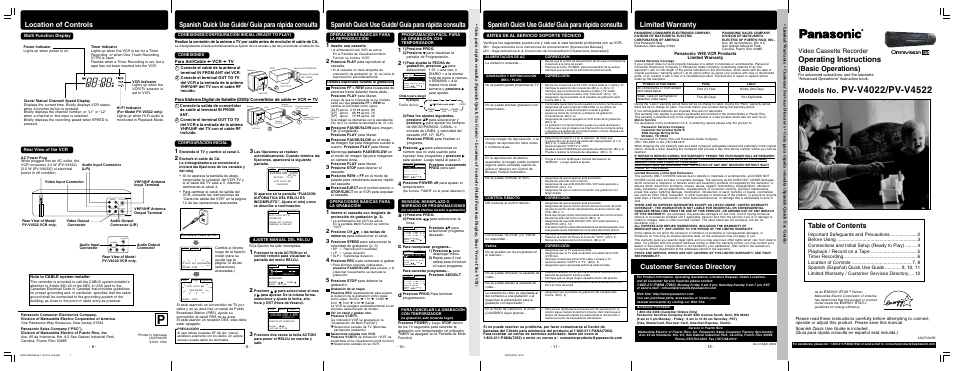 Panasonic PV-V4022 User Manual | Page 6 / 12