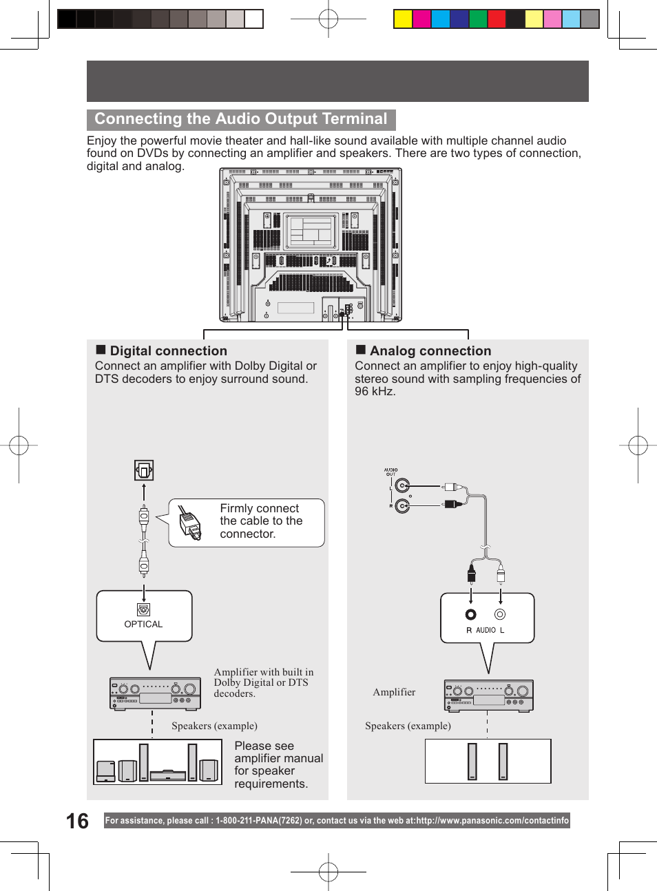 Connecting the audio output terminal | Panasonic PV DF2004 User Manual | Page 16 / 84