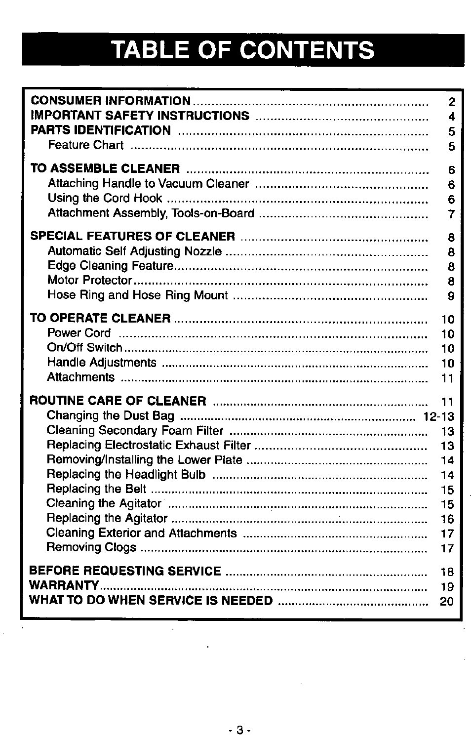 Panasonic MC-V7305 User Manual | Page 3 / 40