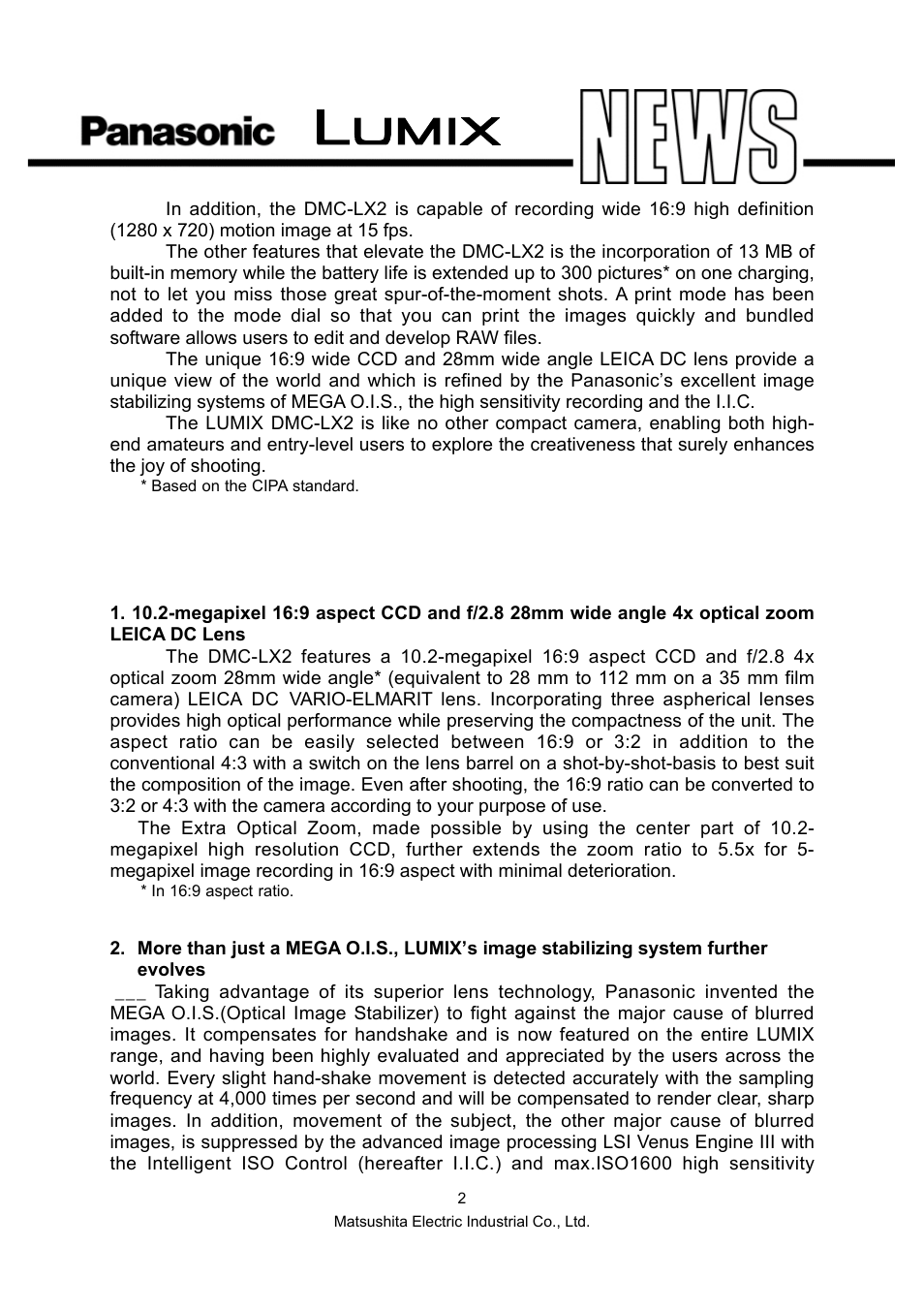 Panasonic DMC-LX2 User Manual | Page 2 / 8
