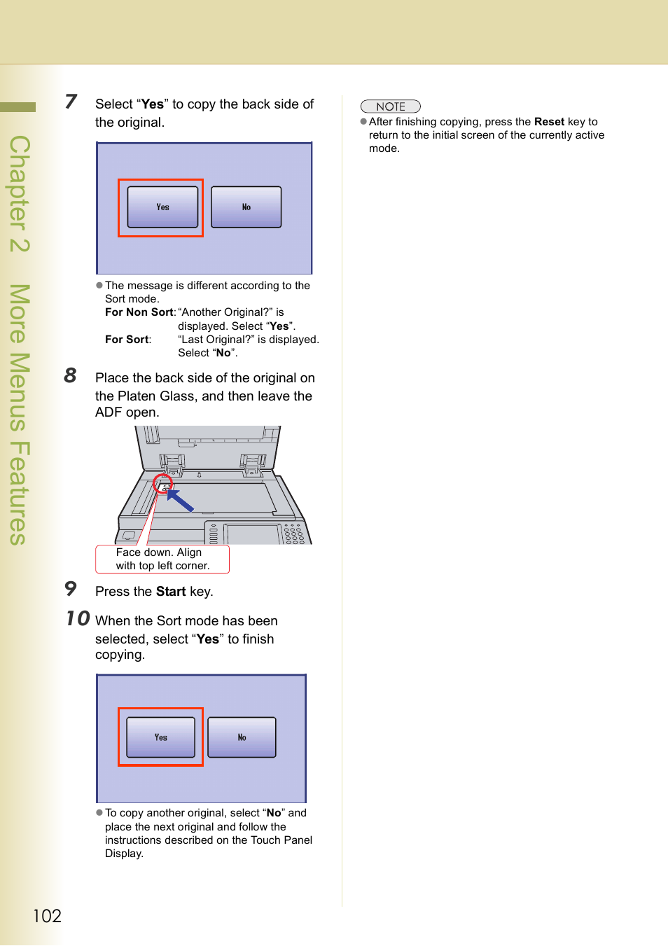 Chap te r 2 mo re m e nu s f eat ur es | Panasonic DP-C406 User Manual | Page 102 / 112