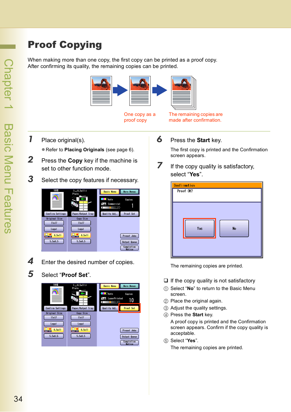 Proof copying, Chap te r 1 ba sic me nu fea tur es | Panasonic DP-C406 User Manual | Page 34 / 112