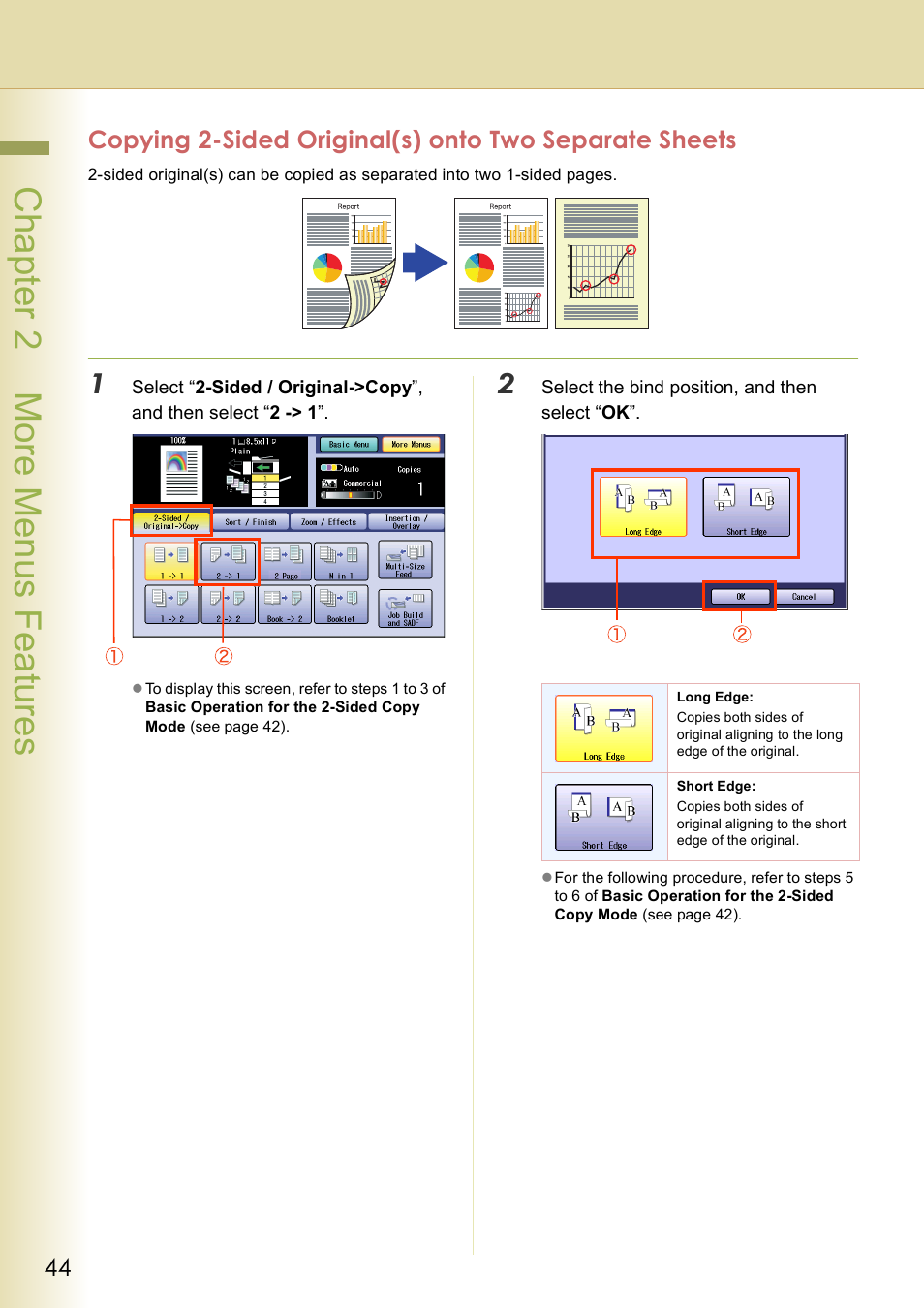 Chap te r 2 mo re m e nu s f eat ur es | Panasonic DP-C406 User Manual | Page 44 / 112