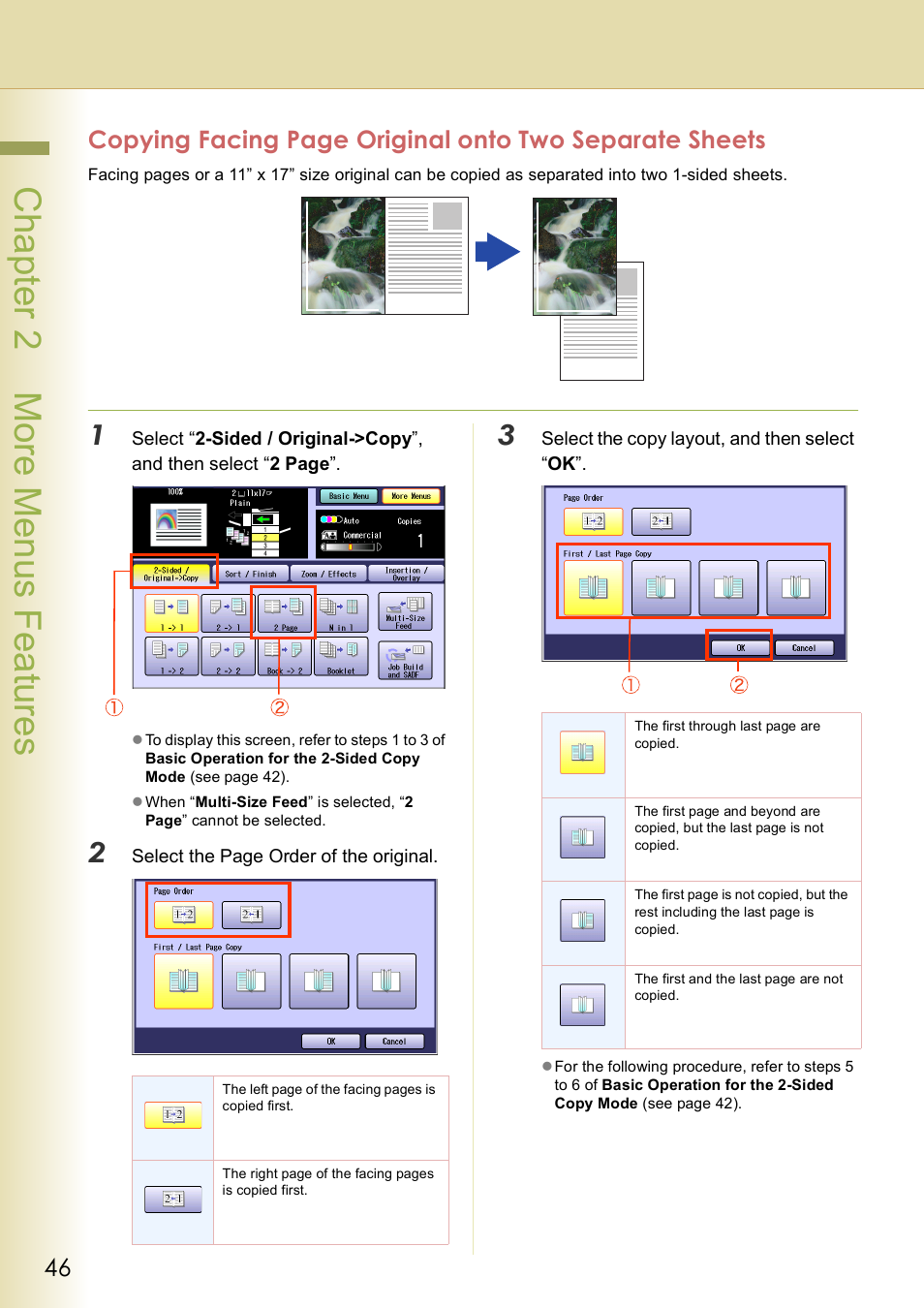 Chap te r 2 mo re m e nu s f eat ur es | Panasonic DP-C406 User Manual | Page 46 / 112
